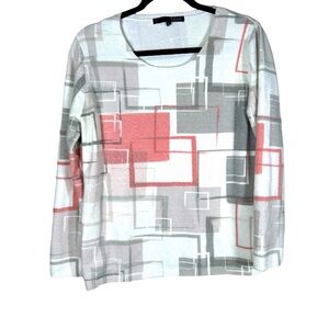 FALL NESS Abstract plaid Sweater Pink & Gray Women's Size Large